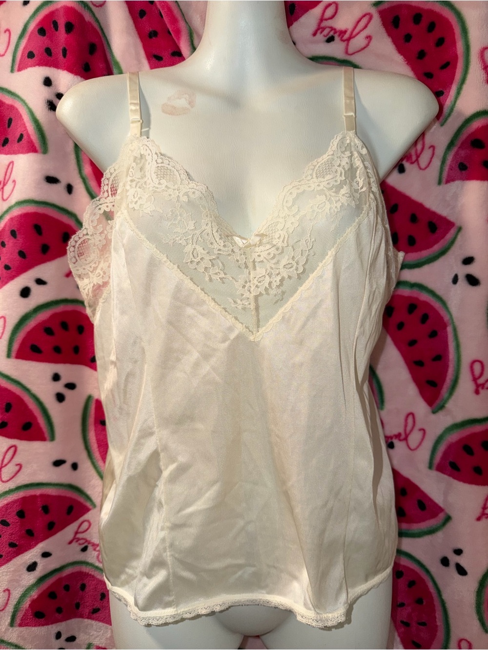 🤍 Vintage Lace Trim Satin Camisole